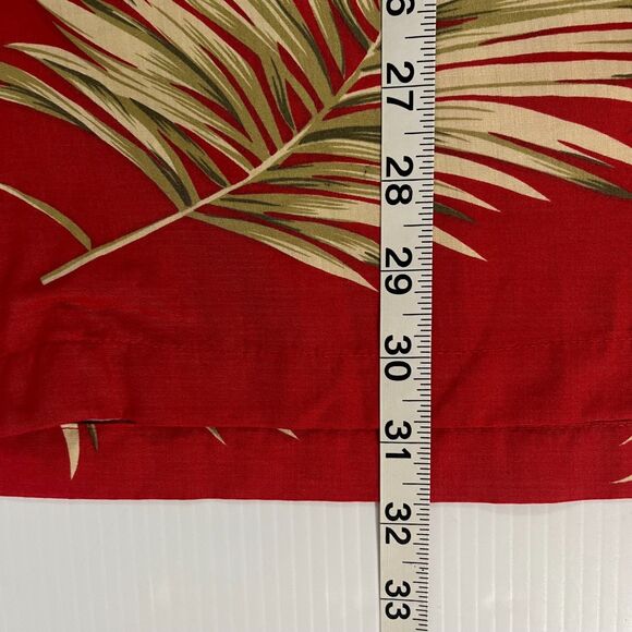 BAMBOO CAY Shirt Men Large Red Short Sleeve Button Leaves Tropical Viscose Blend - Picture 8 of 9